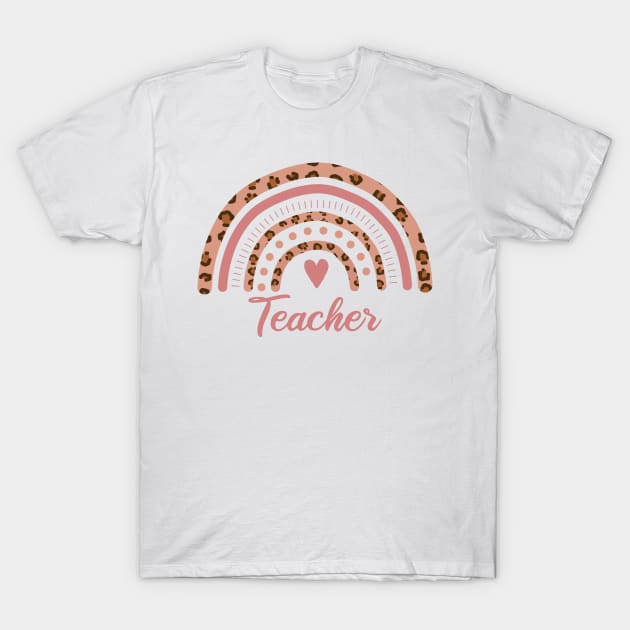 Teacher Leopard Rainbow T-Shirt by Rishirt